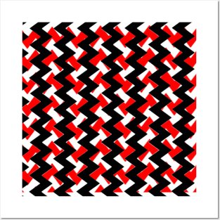 Waves black and red pattern Posters and Art